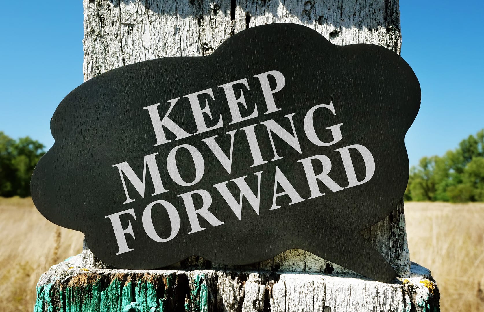 Famous short life quotes about perseverance - Keep Moving Forward motivational sign on wooden post