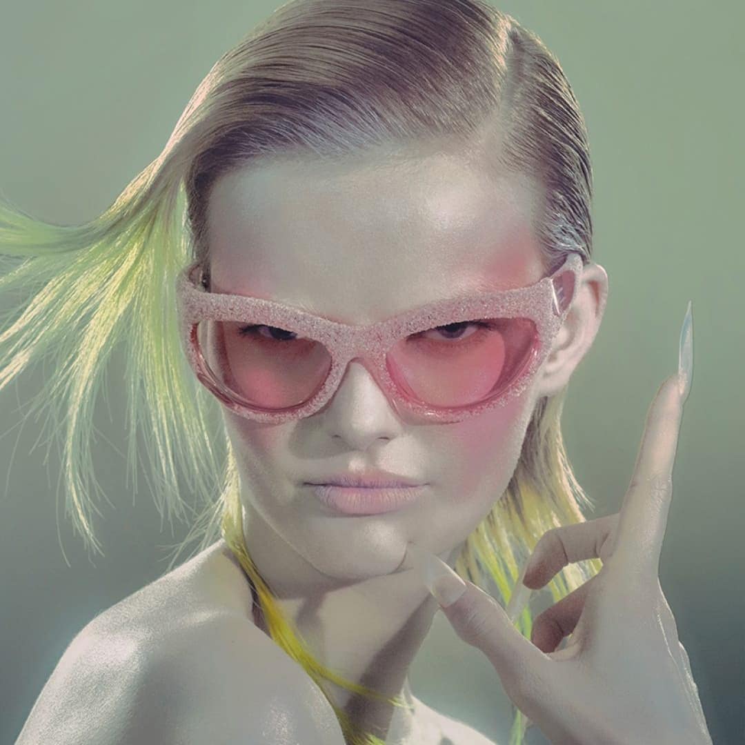 Female model wearing sunglasses