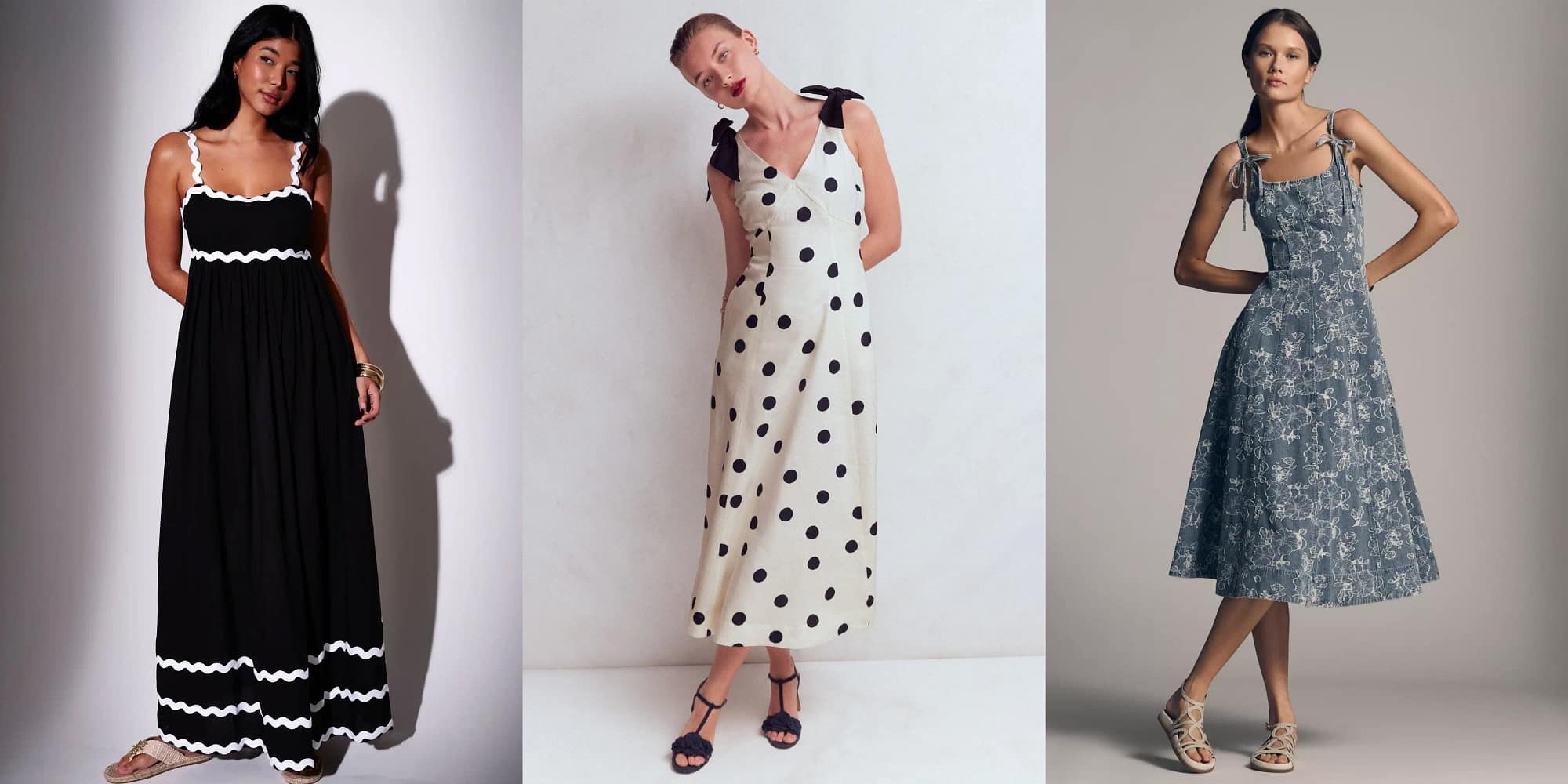 Collage of female models posing in summer dresses
