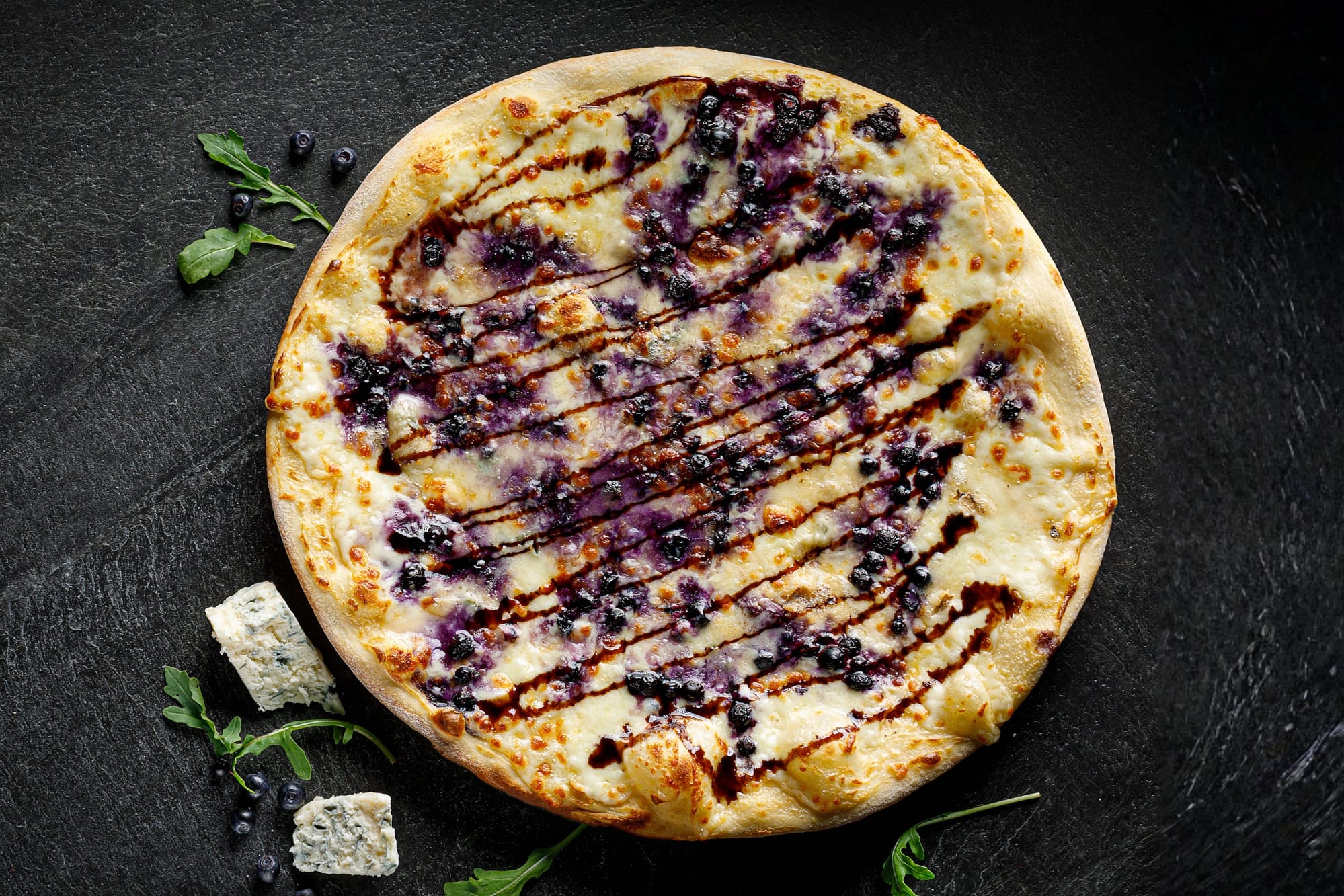 Blueberry, Feta, and Caramelized Onion Naan Pizza