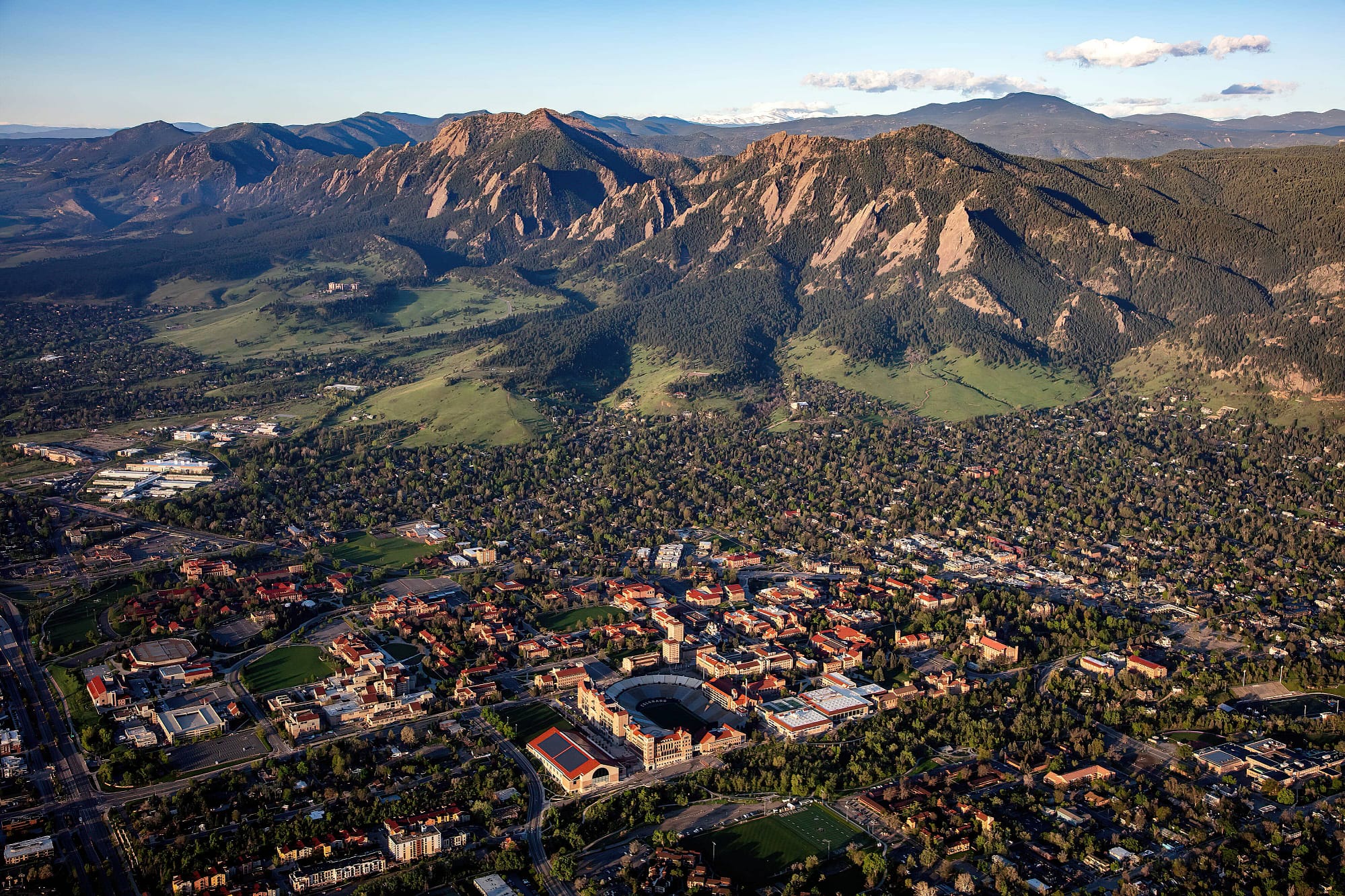 Aerial view of University of Colorado in Boulder, Colorado, USA