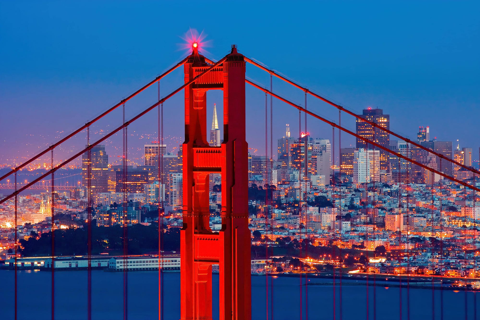 Golden Gate Bridge at sunset, San Francisco, California