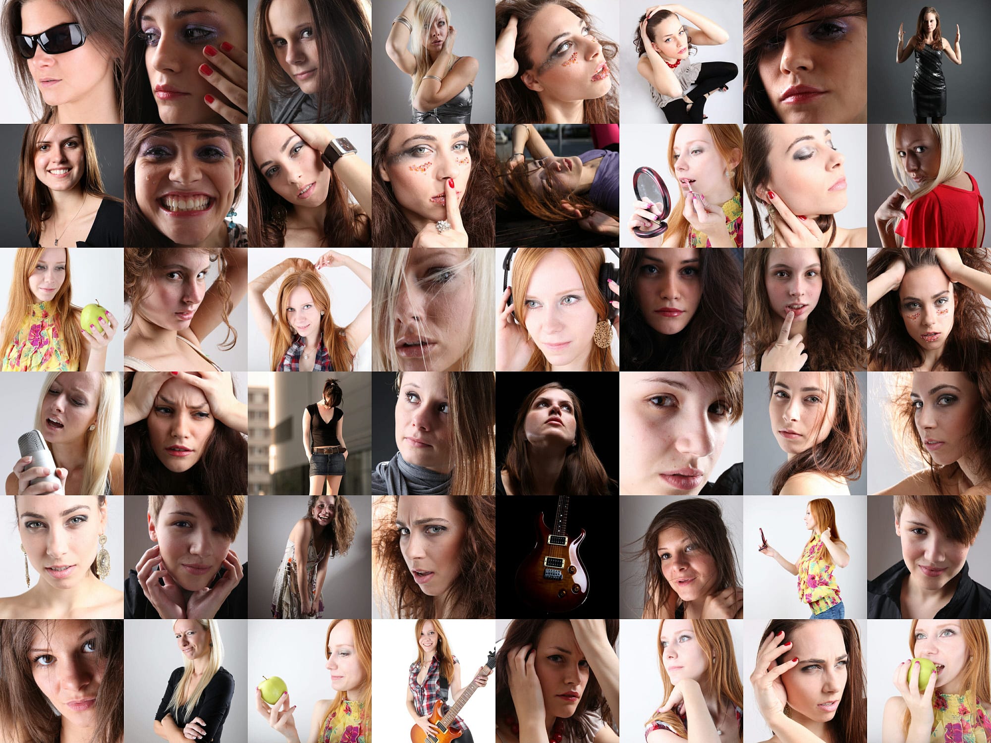 Set of woman portraits