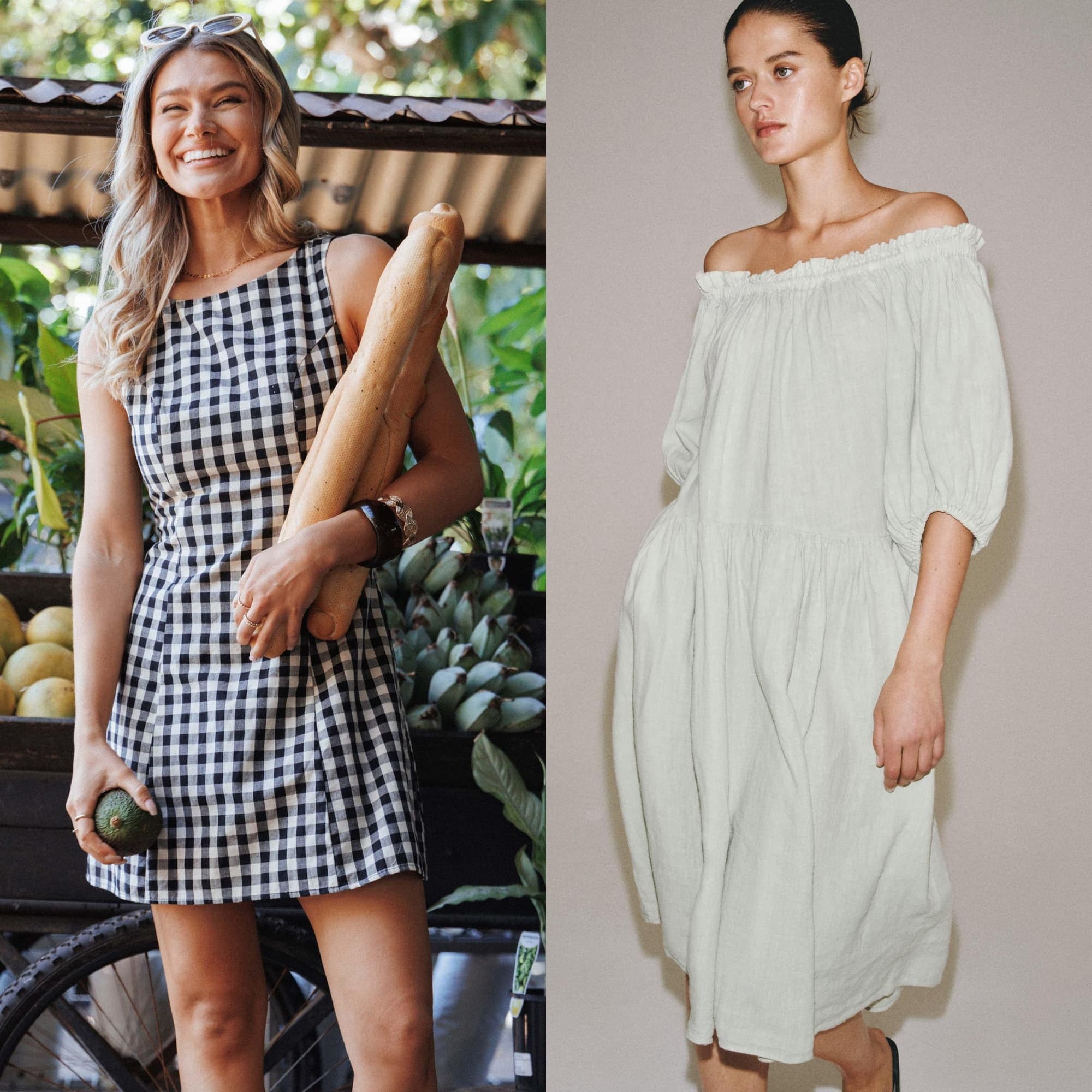 Collage of female models posing in summer dresses