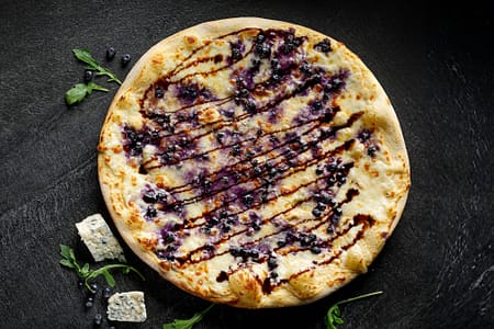 Blueberry, Feta, and Caramelized Onion Naan Pizza
