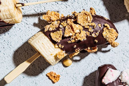 Frozen Banana Cereal Popsicles