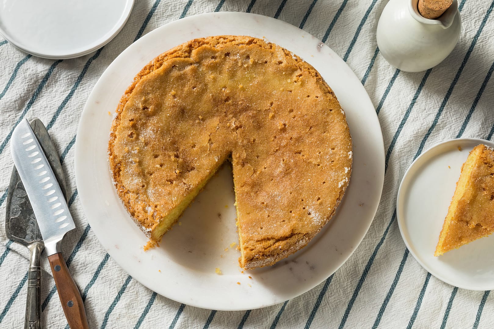 Olive oil cake on a plate