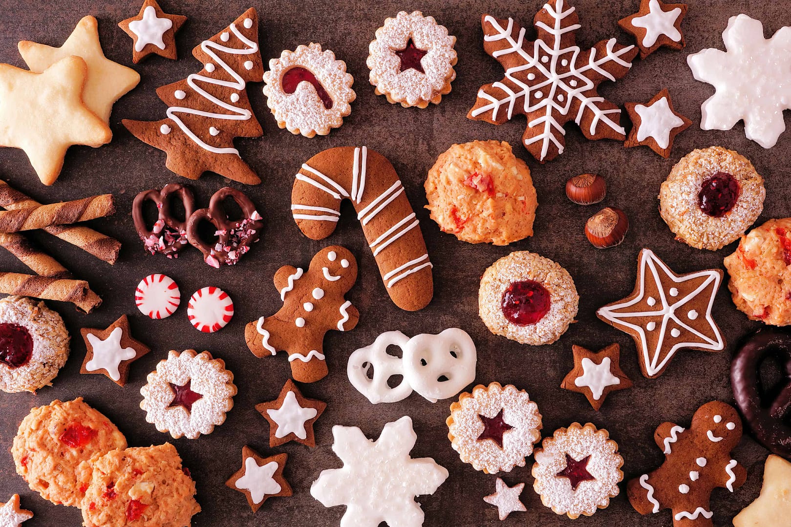 Variety of christmas cookies and sweets