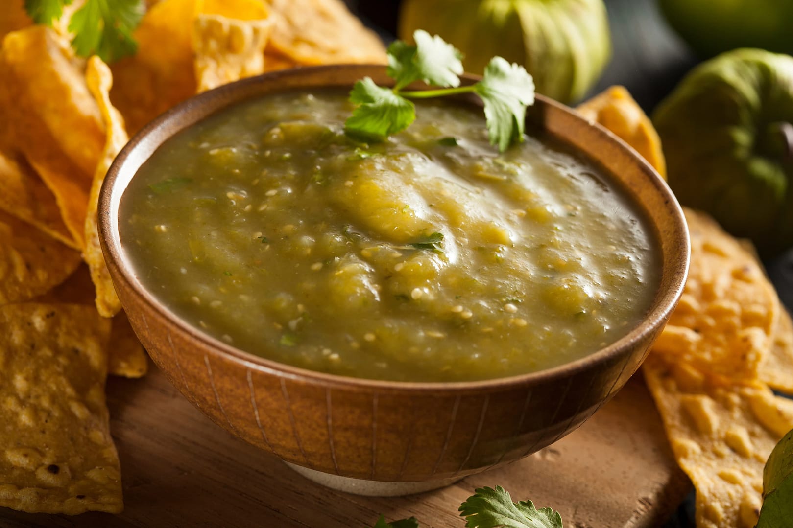Homemade salsa verde with cilantro