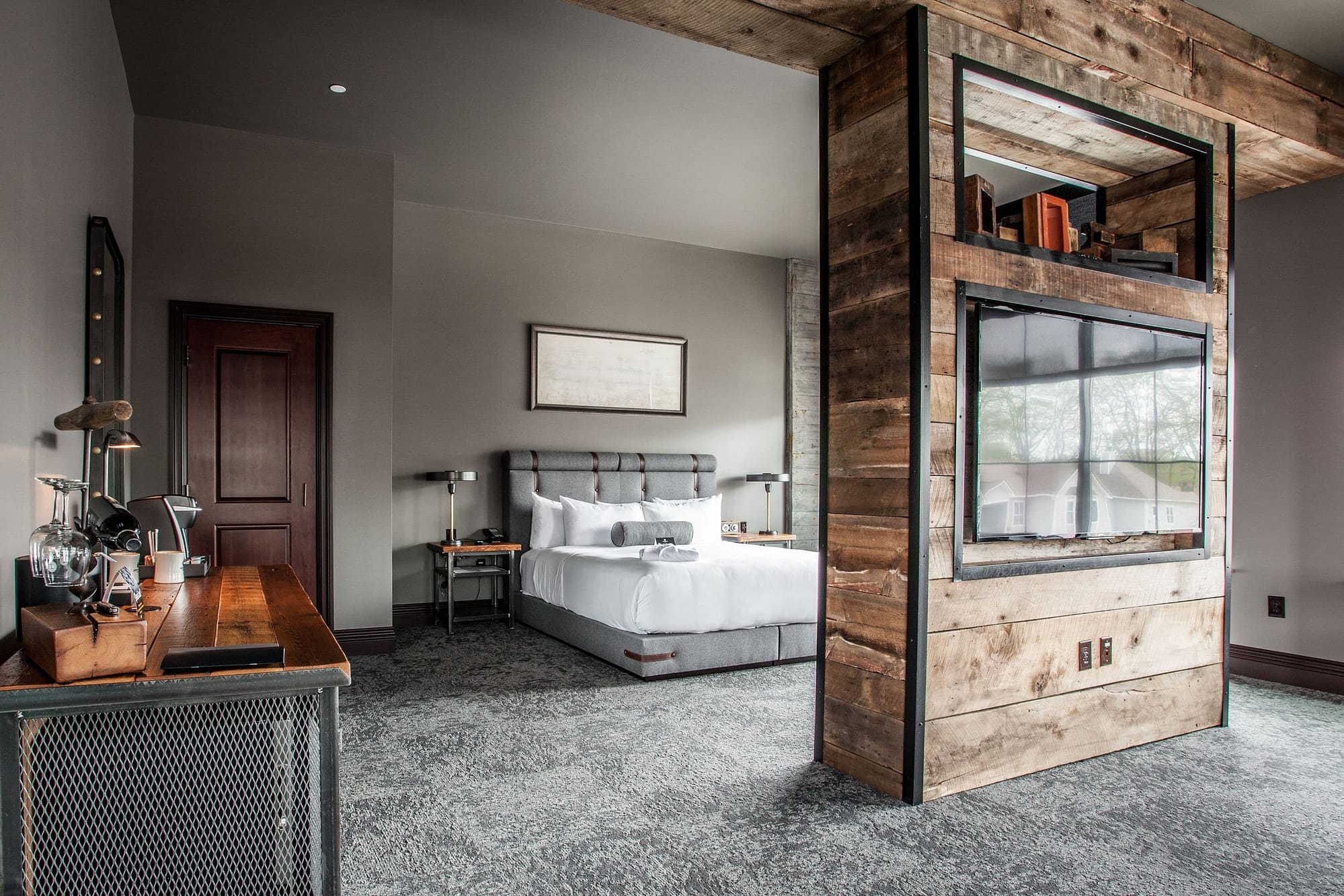 Bedroom view of Ironworks Hotel Indy