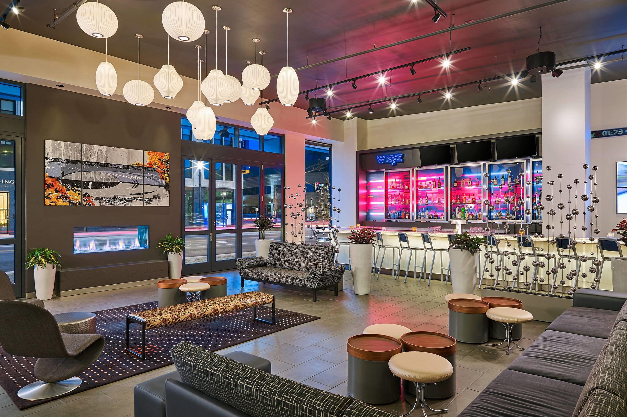 Lounge view of Aloft South Bend