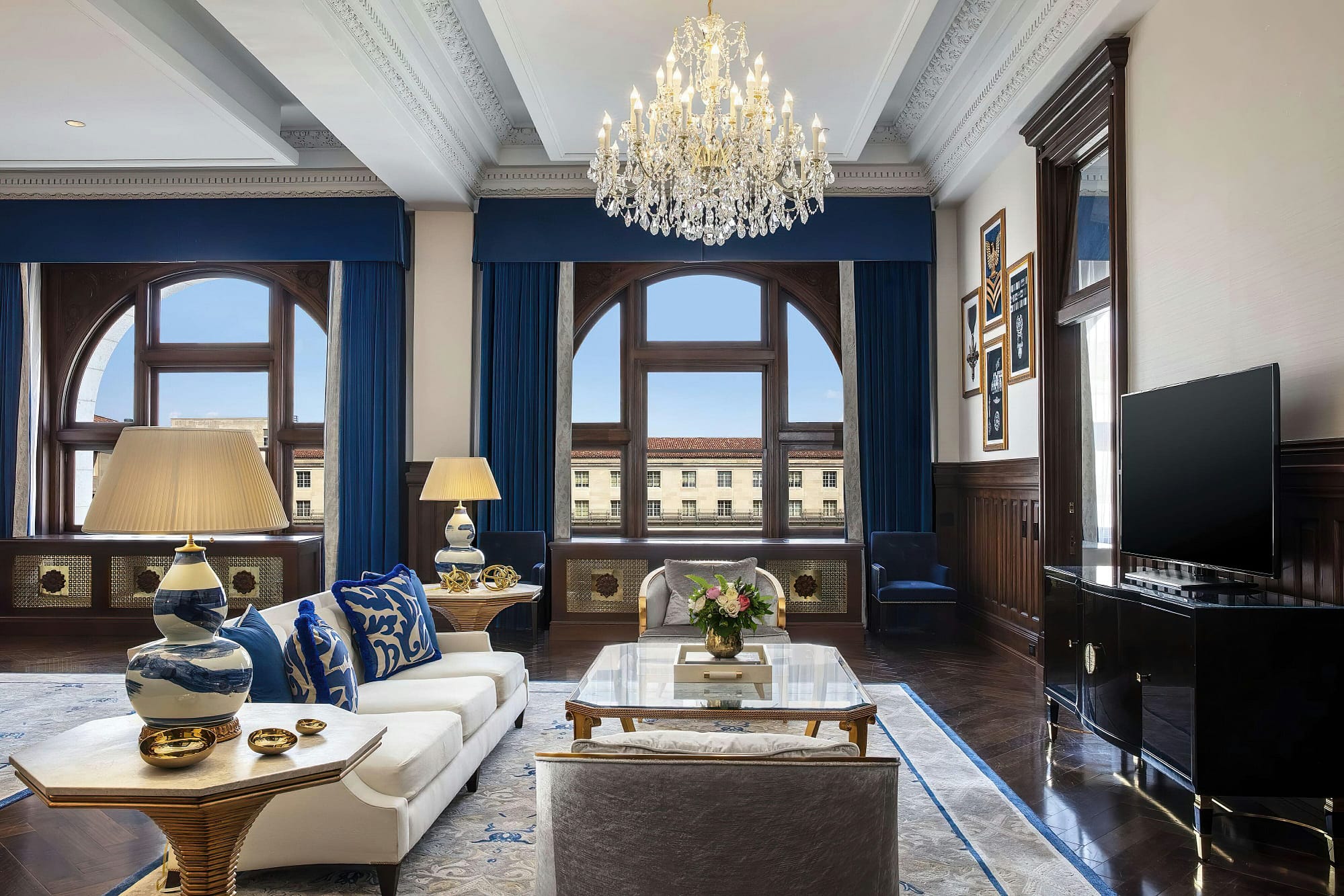 Living room view of Waldorf Astoria Washington DC
