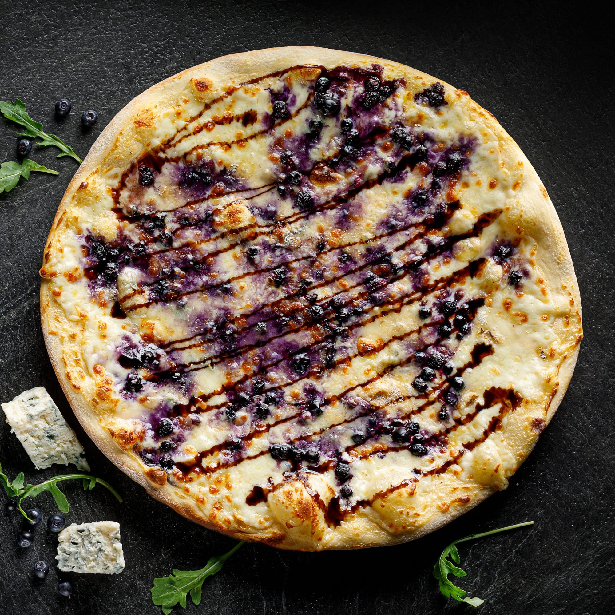 Blueberry, Feta, and Caramelized Onion Naan Pizza