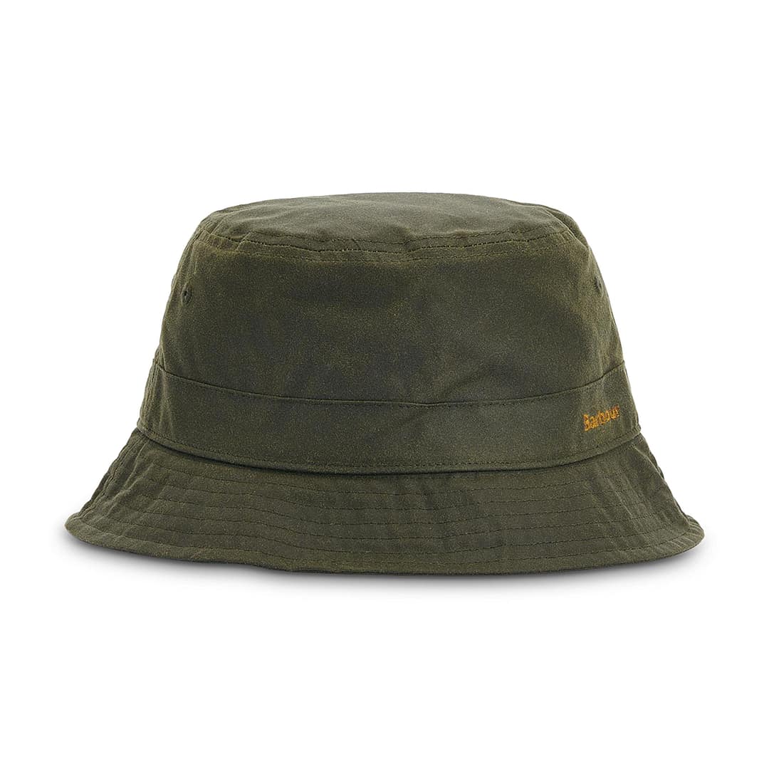 Barbour Belsay Logo Embroidered Waxed Bucket Hat