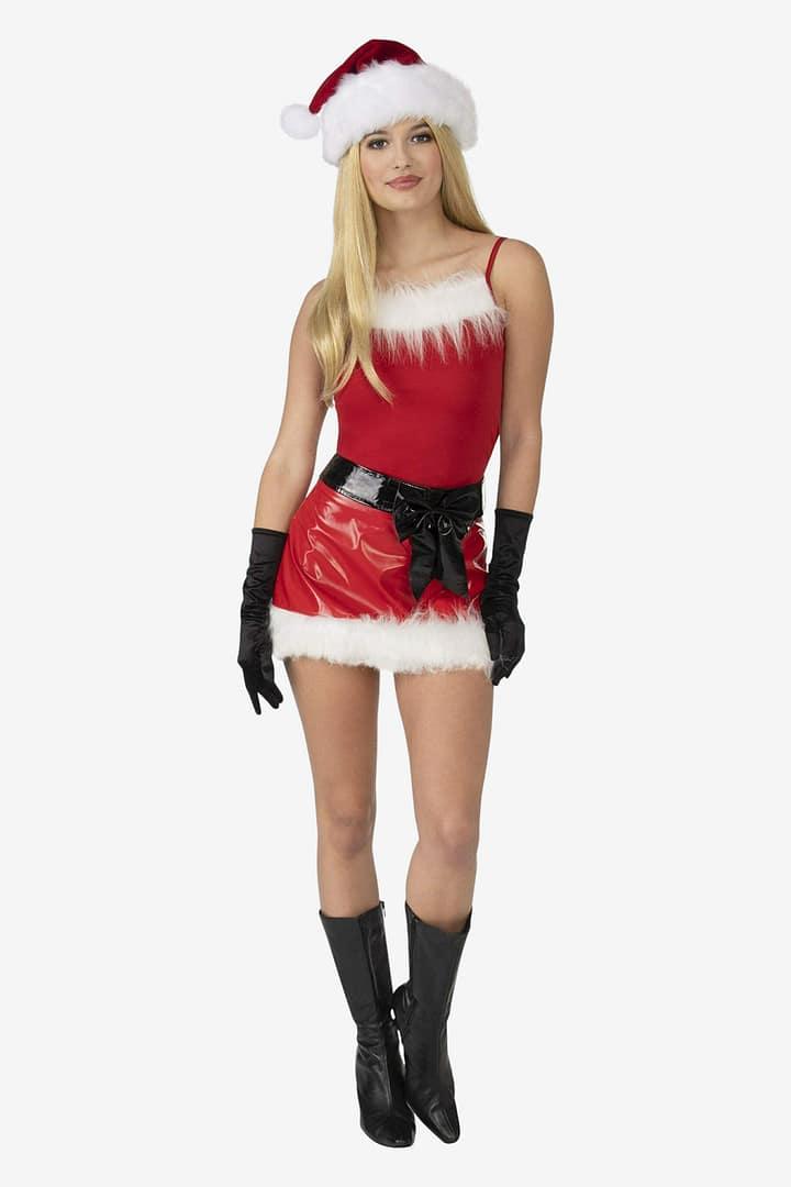 Woman wearing a mean girls christmas outfit