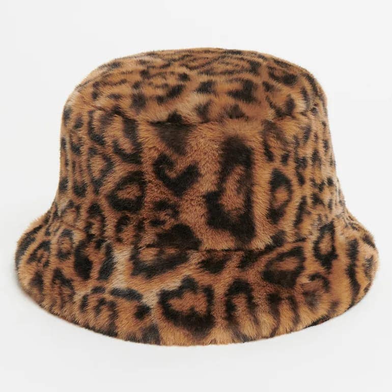 Apparis Amara Leopard Print Faux Fur Bucket Hat
