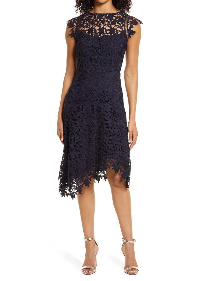 Eliza J Asymmetric Lace Dress