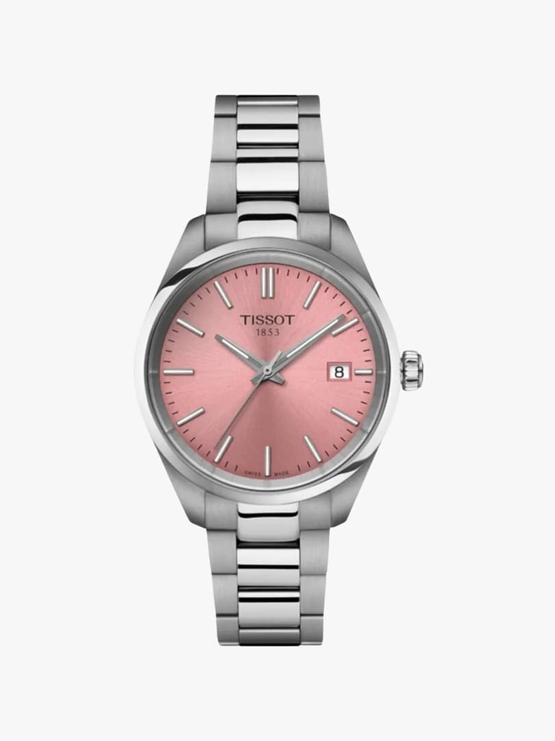 Tissot PR 100 Quartz 34mm Pink Dial Steel Watch