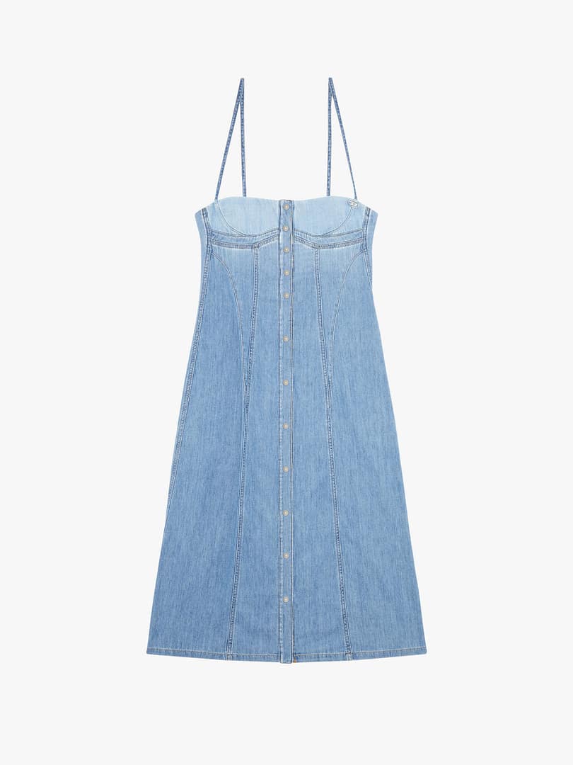 Diesel De-Dressy Denim Strappy Midi Dress