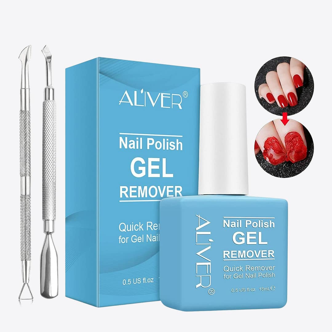 Gel polish remover kit with light grey backdrop