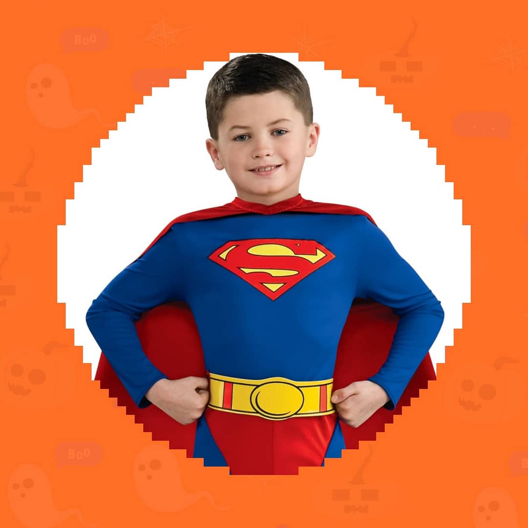 Illustrated collage of kids' halloween costumes
