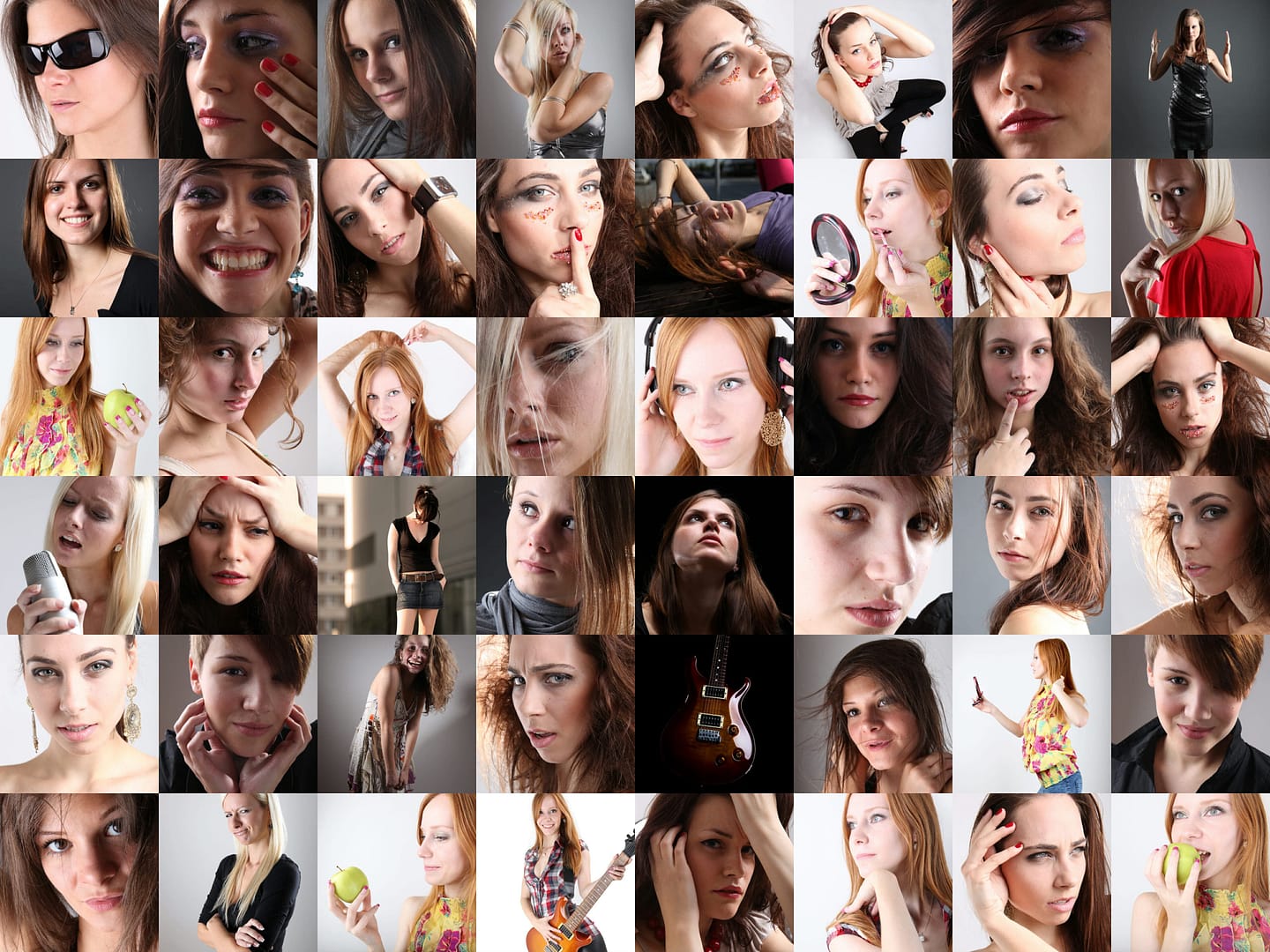 Set of woman portraits