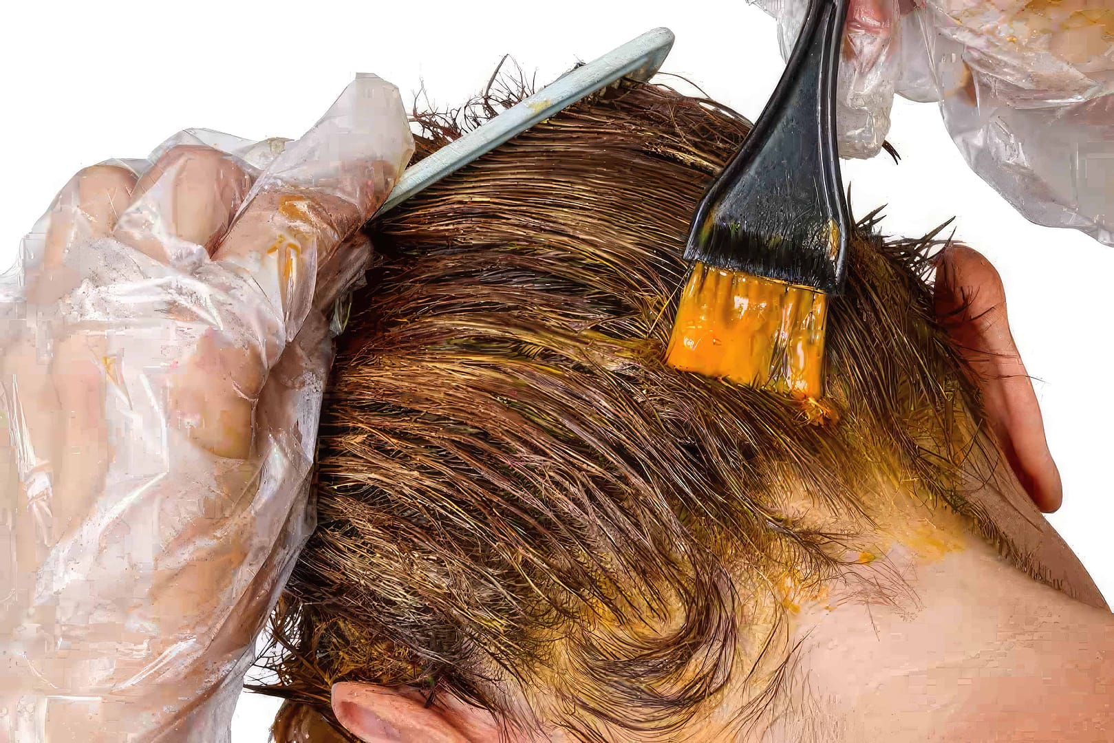Woman coloring her hair