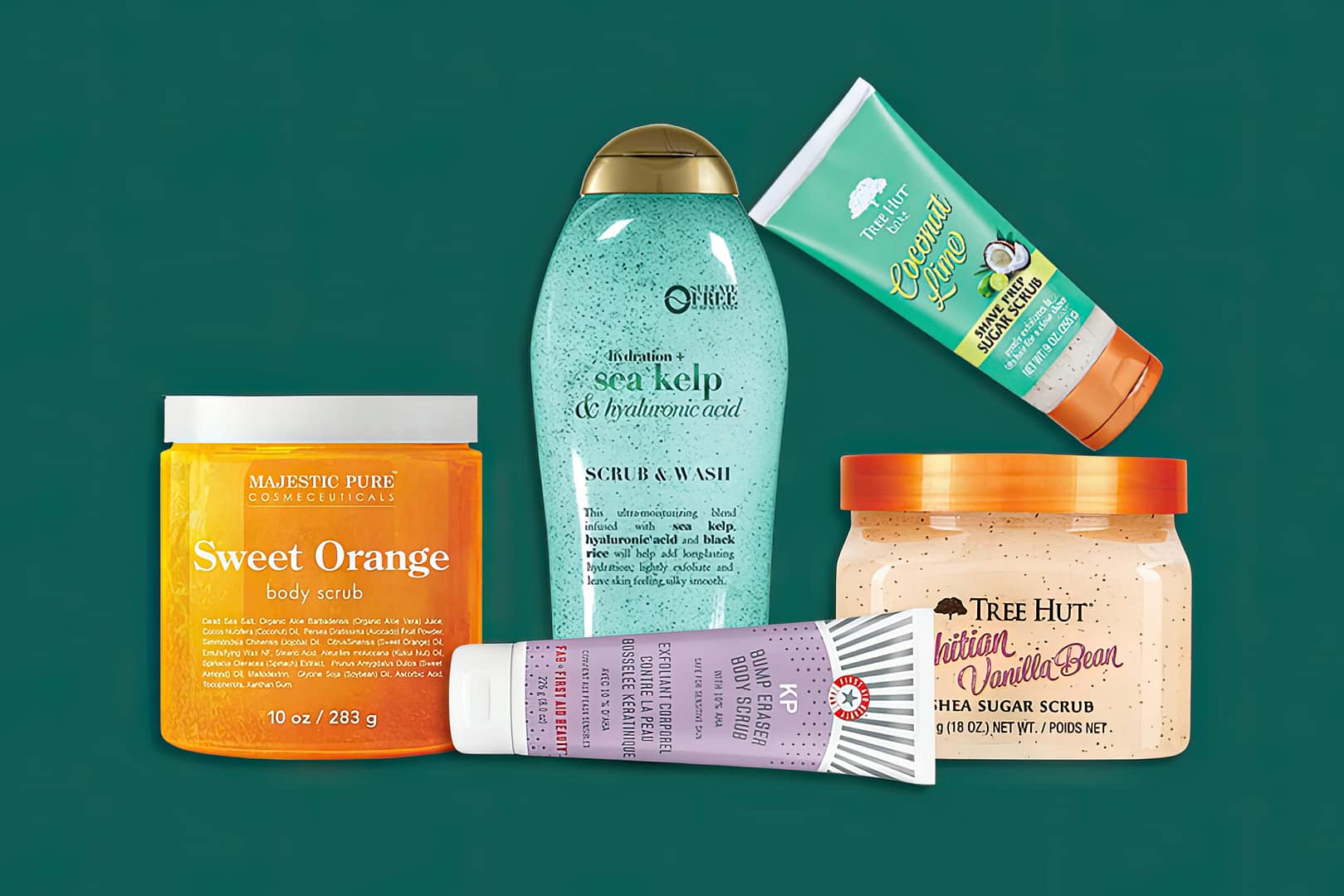 Various natural body scrubs