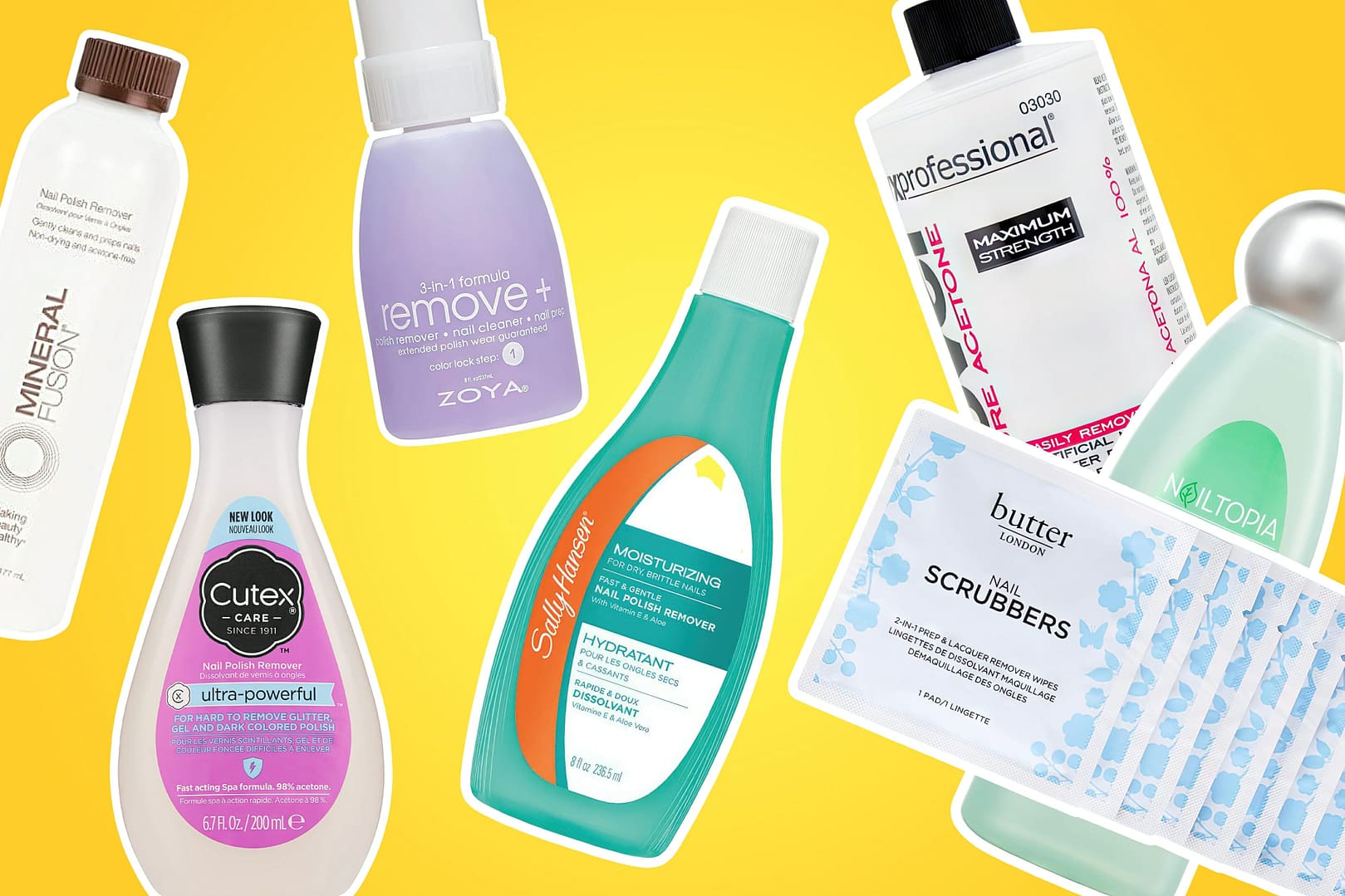 Various nail polish removers