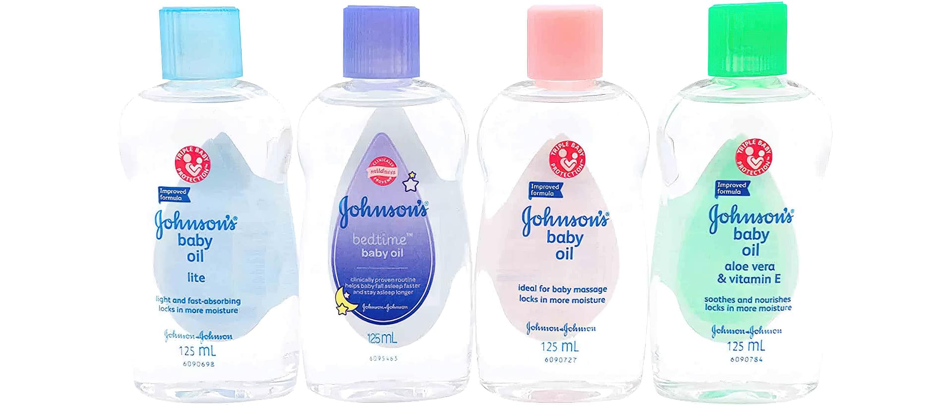 Four bottles of Johnson's baby oils