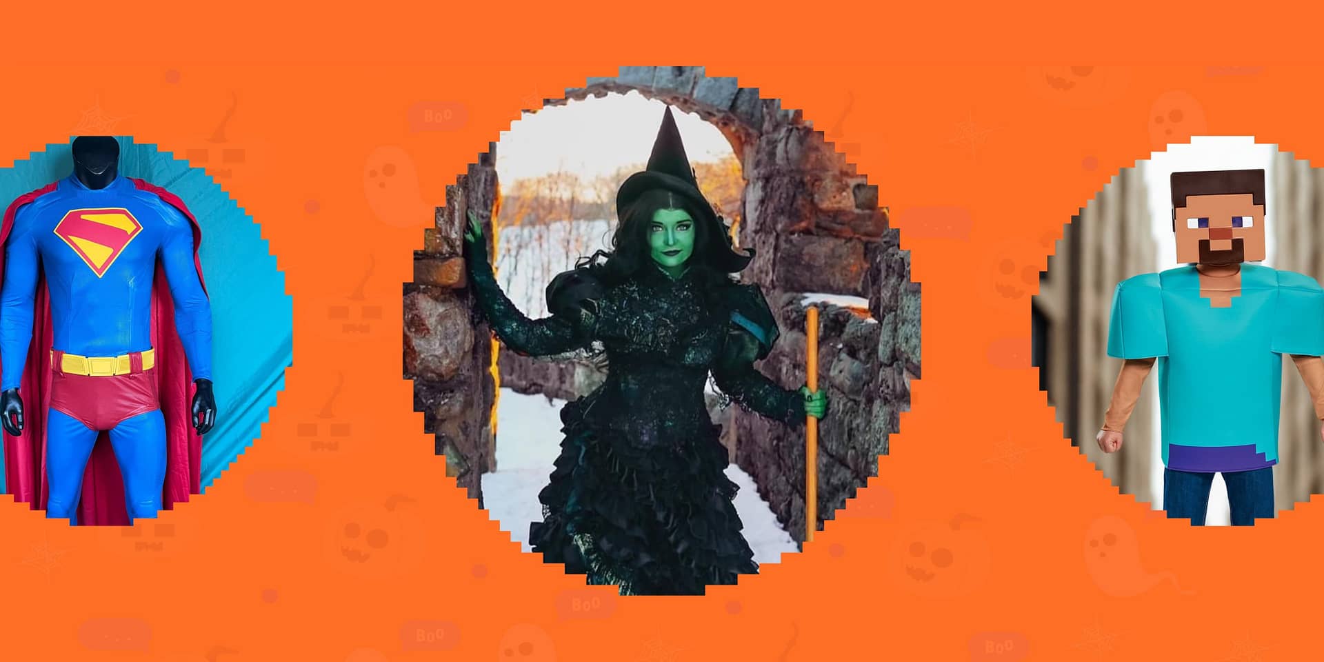 Illustrated collage of the best halloween costumes of all time