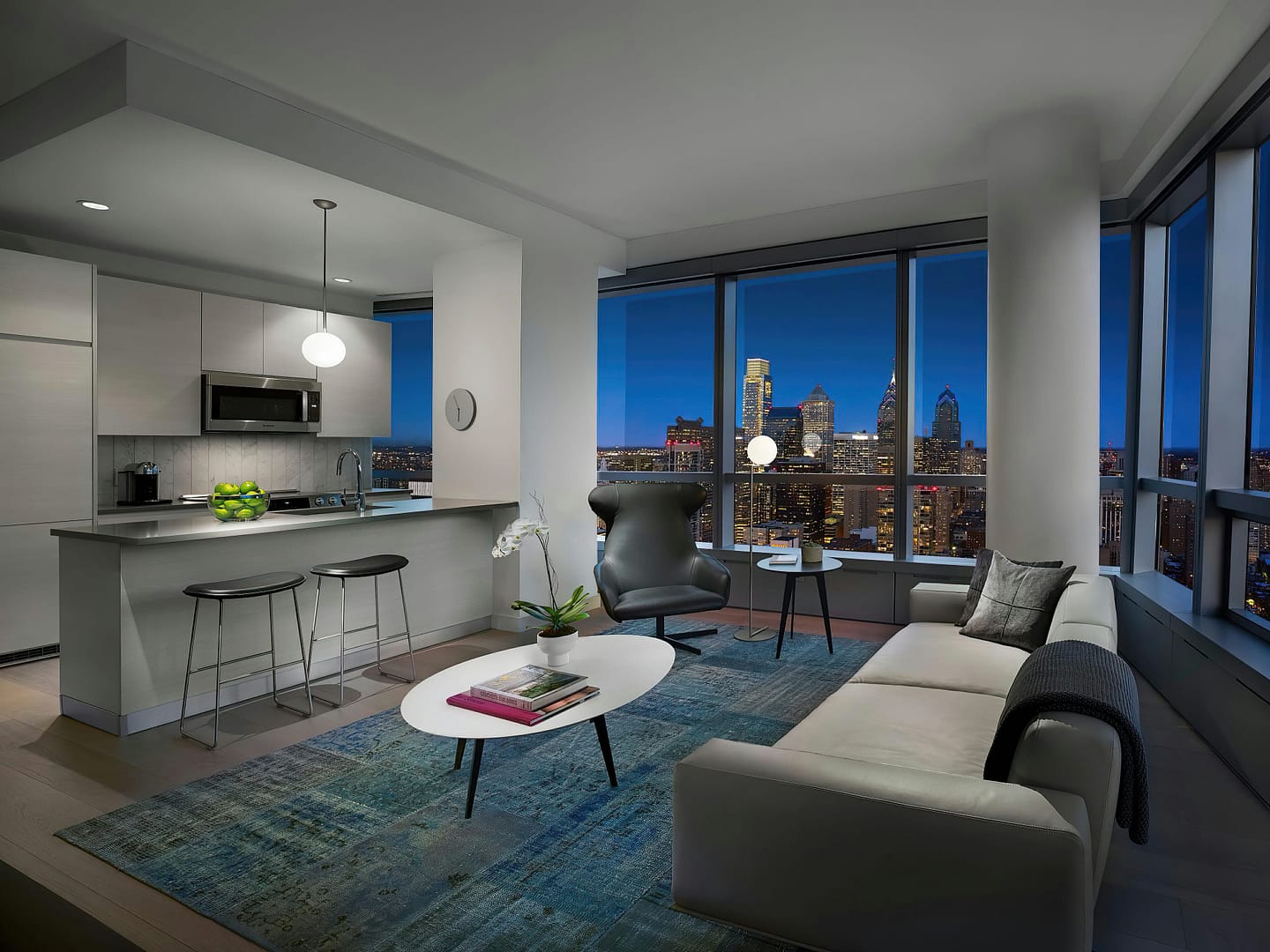 Living room view of AKA University City