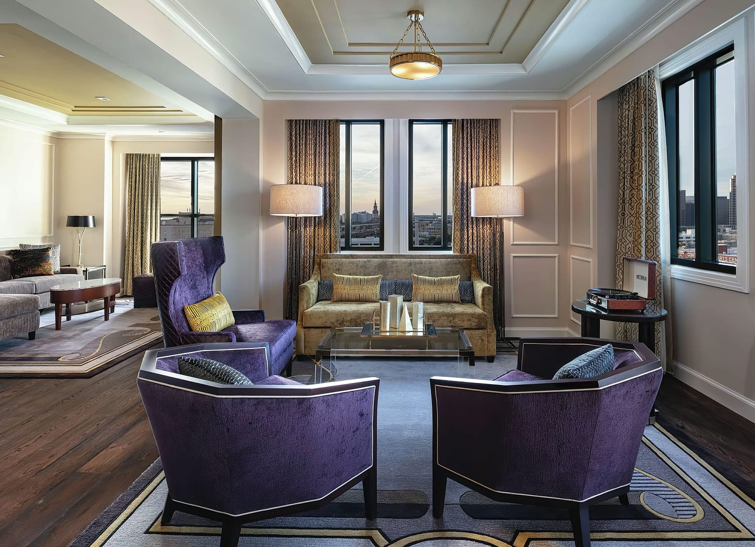 Living room view of The Higgins Hotel New Orleans, Curio Collection by Hilton