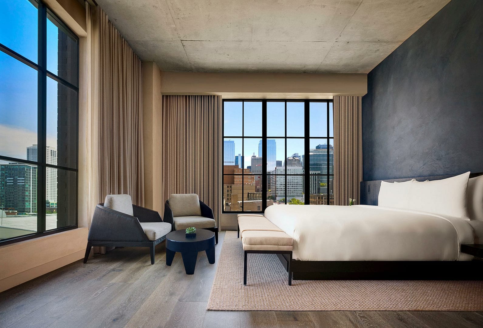 Bedroom view of Nobu Hotel Chicago