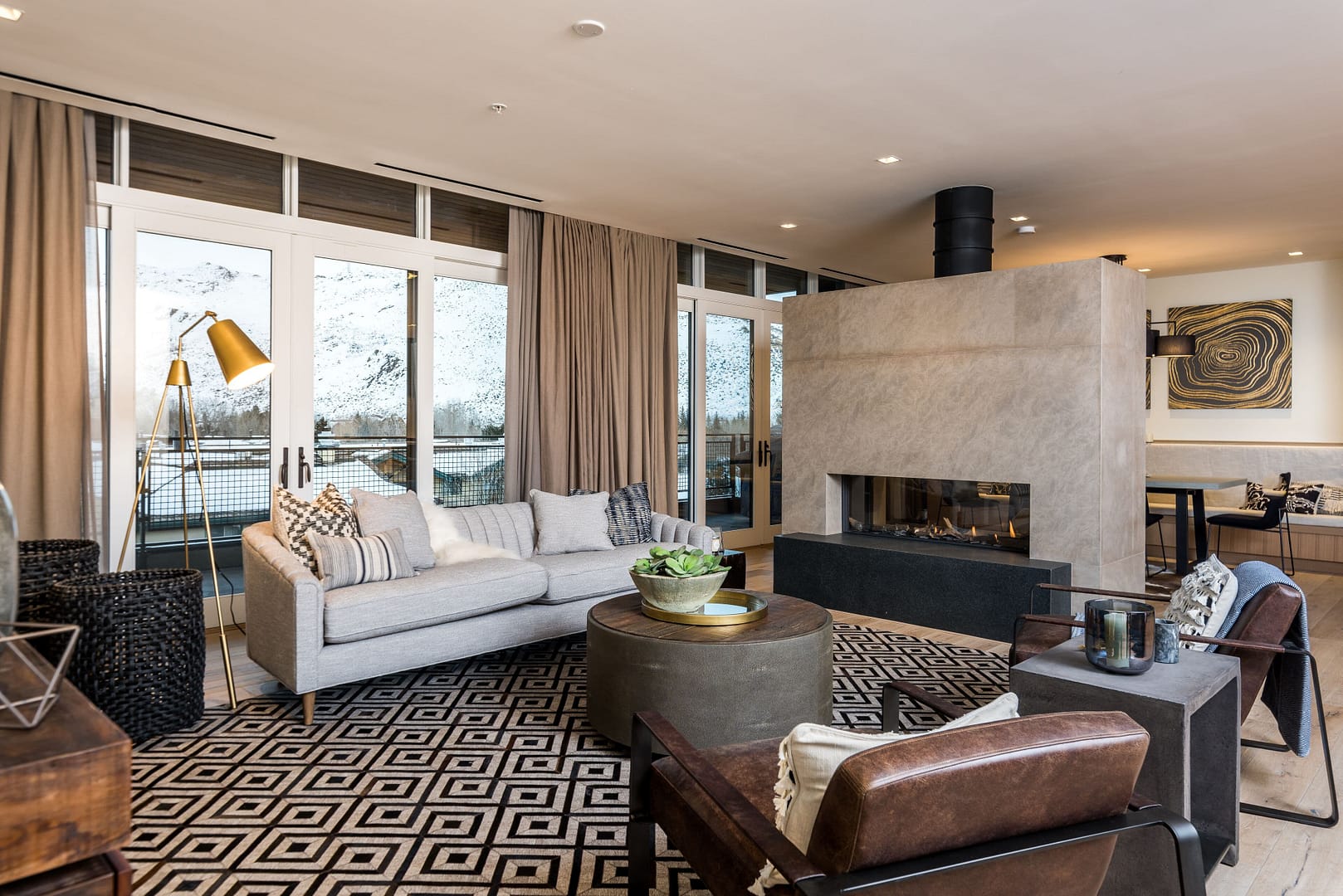 Living room view of Limelight Hotel, Ketchum