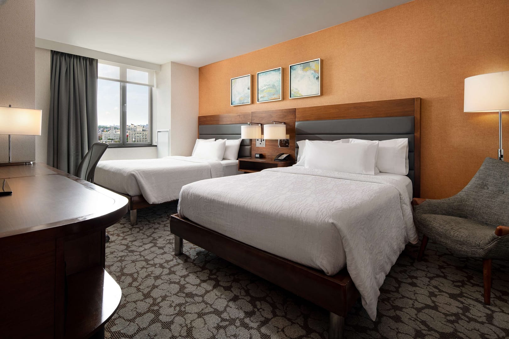 Bedroom view of Hilton Garden Inn Long Island City New York