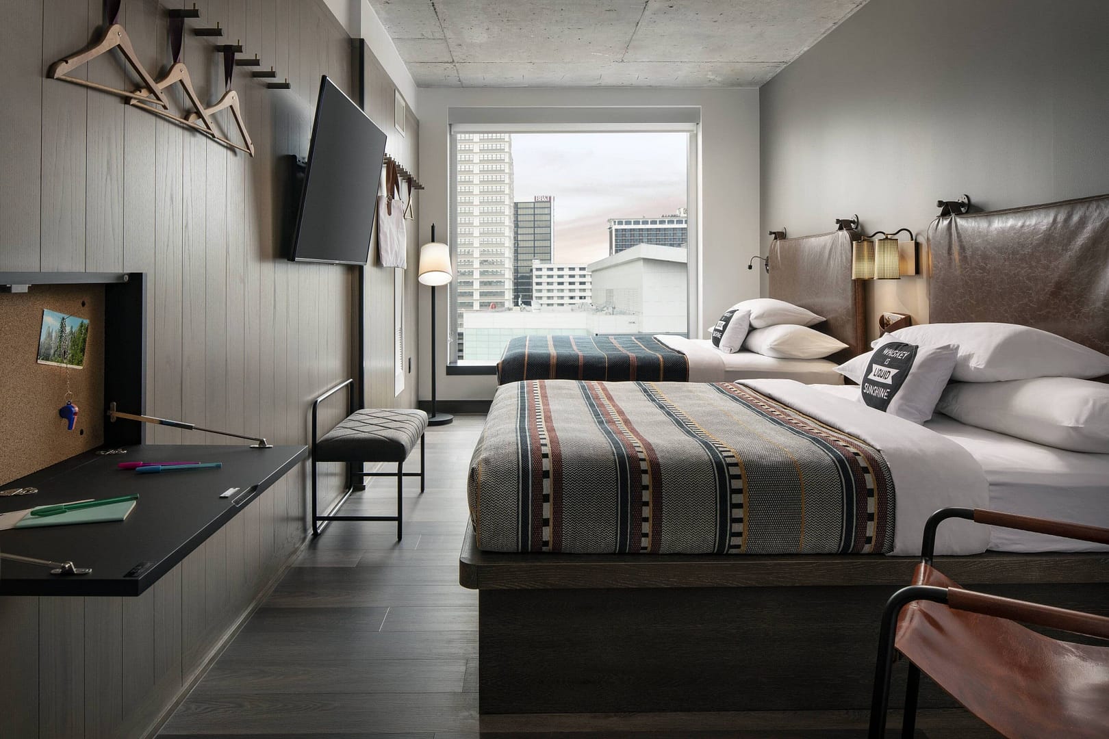Bedroom view of Moxy Louisville Downtown