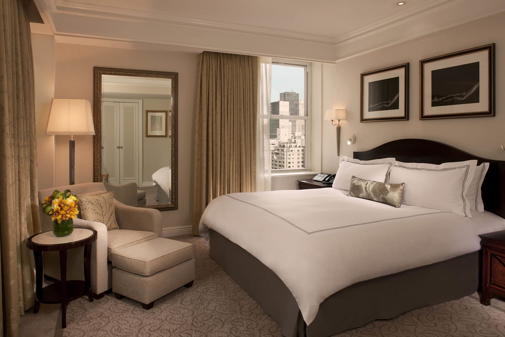 Bedroom view of The Peninsula New York
