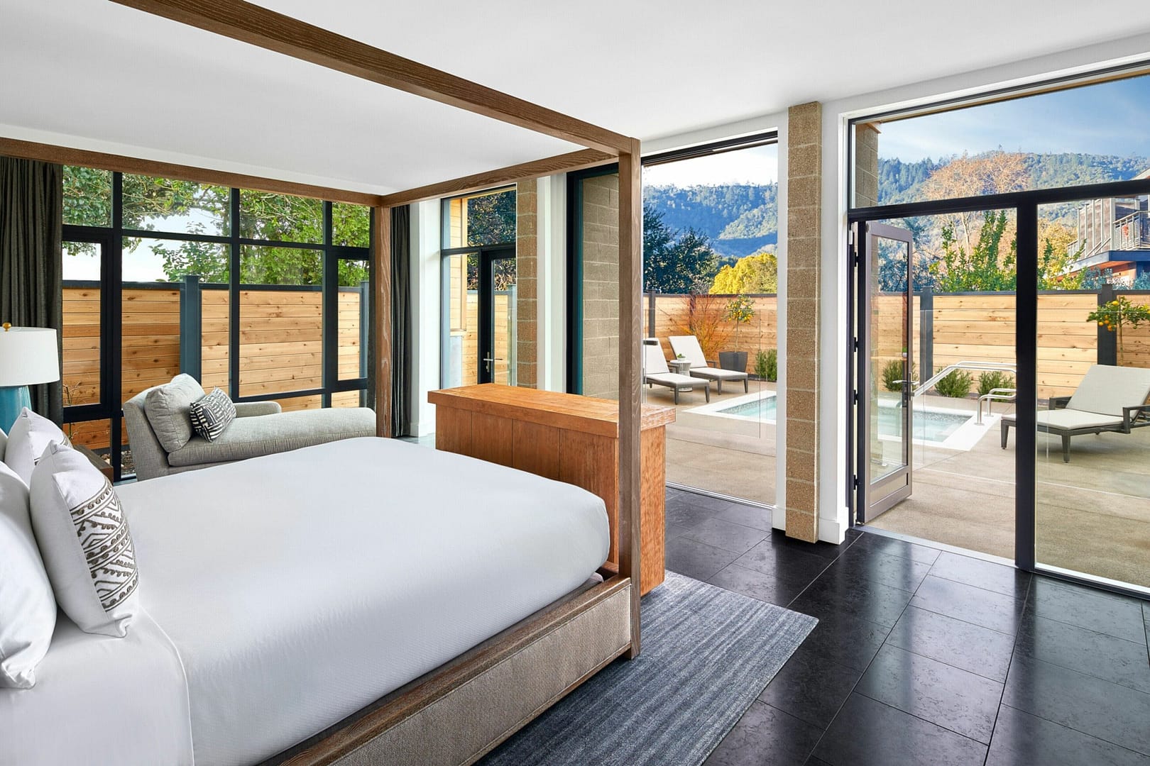 Bedroom view of Bardessono Hotel and Spa