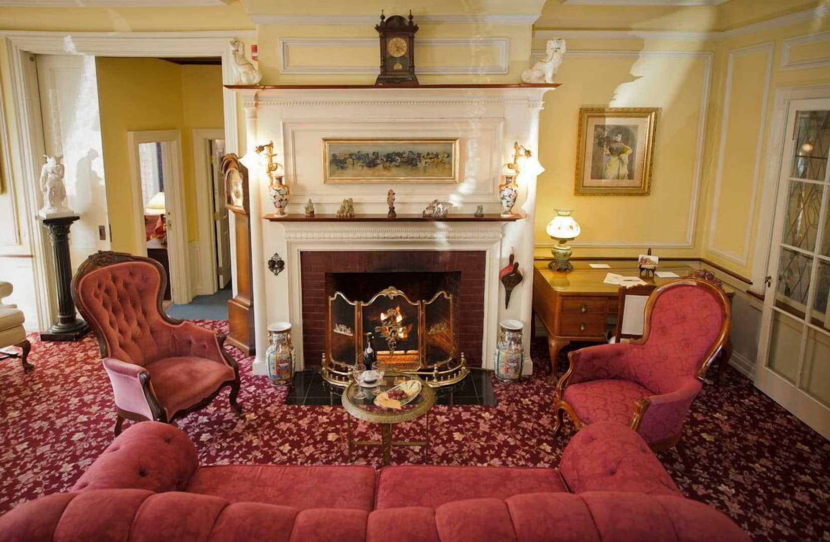 Fireplace view of Cleftstone Manor