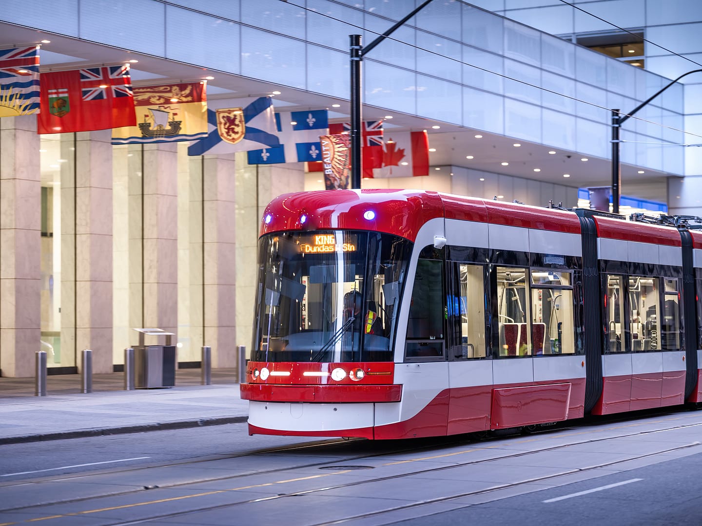 Street car (public transit) in Downtown Toronto