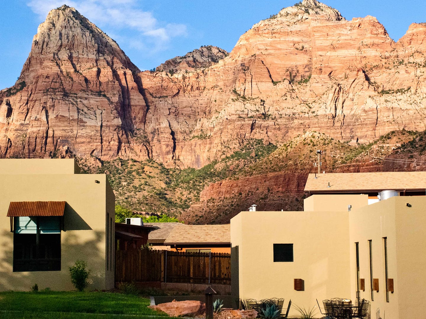 Bridge Mountain and Townscape Zion National Park Springdale Utah