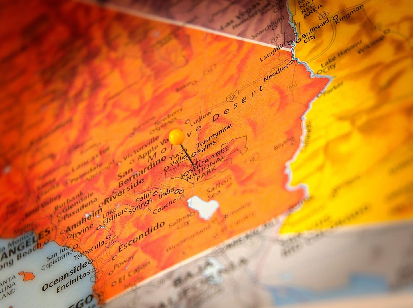 Joshua Tree National Park California Travel Road map macro