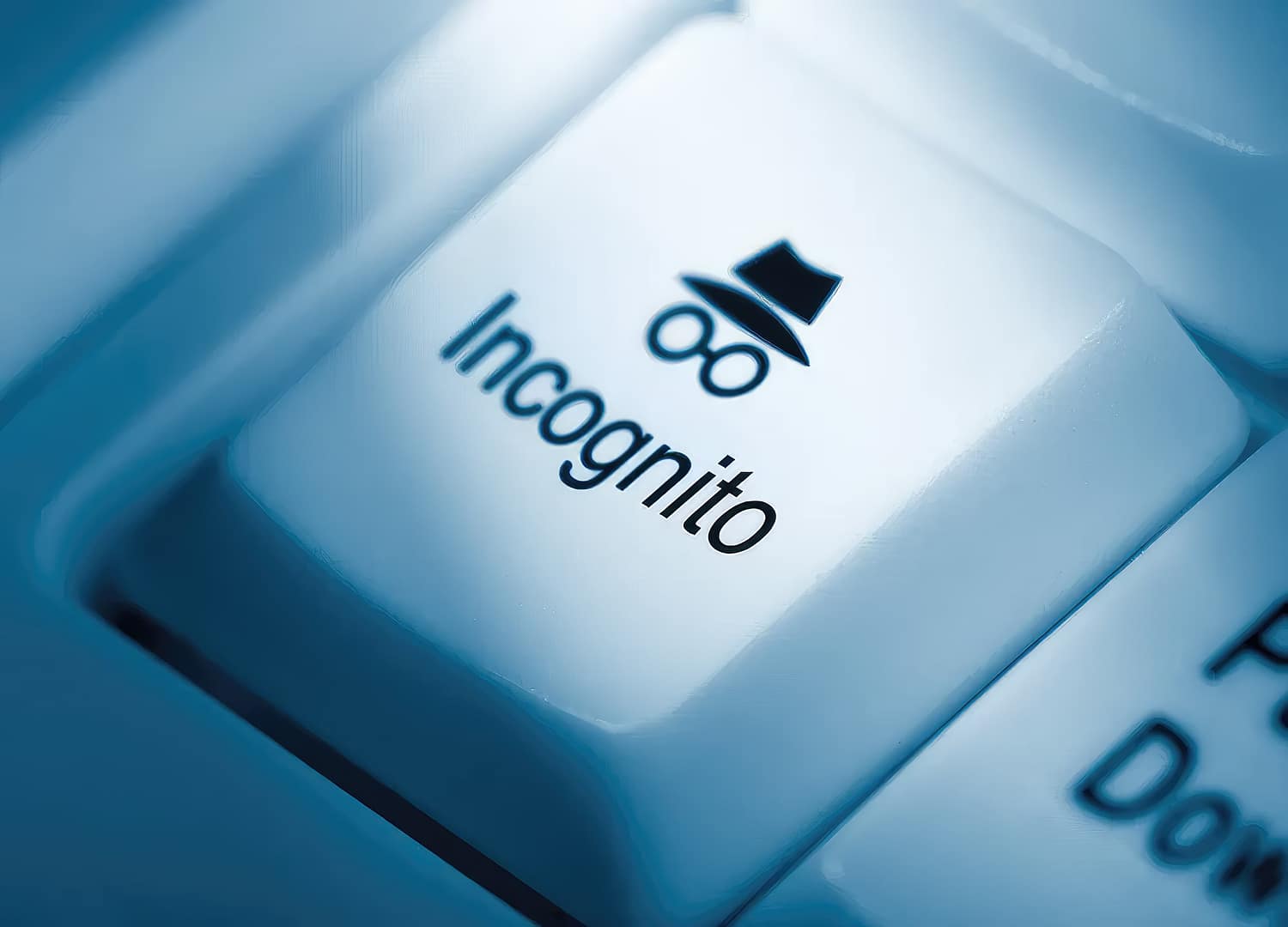A close up of a keyboard with the word "Incognito" on it