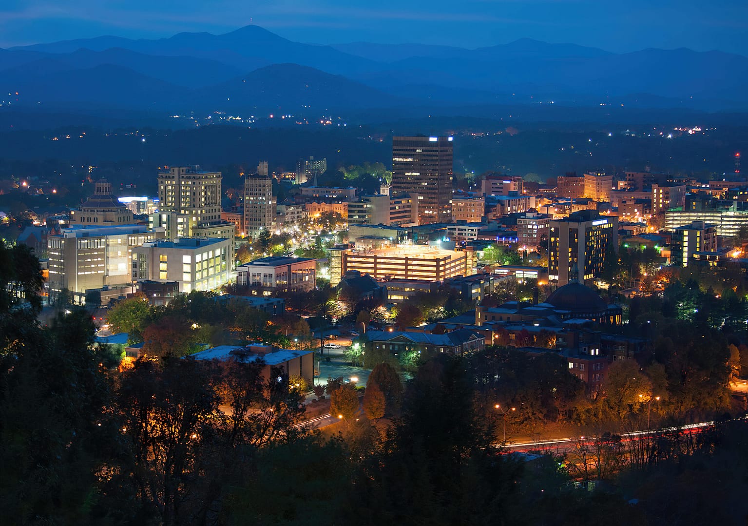 Asheville skyline at night