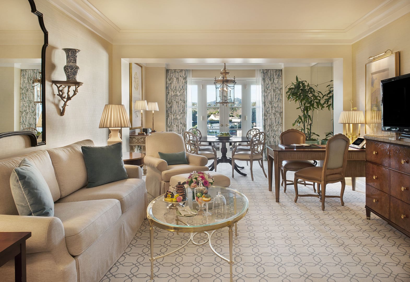 Living room view of The Peninsula Beverly Hills