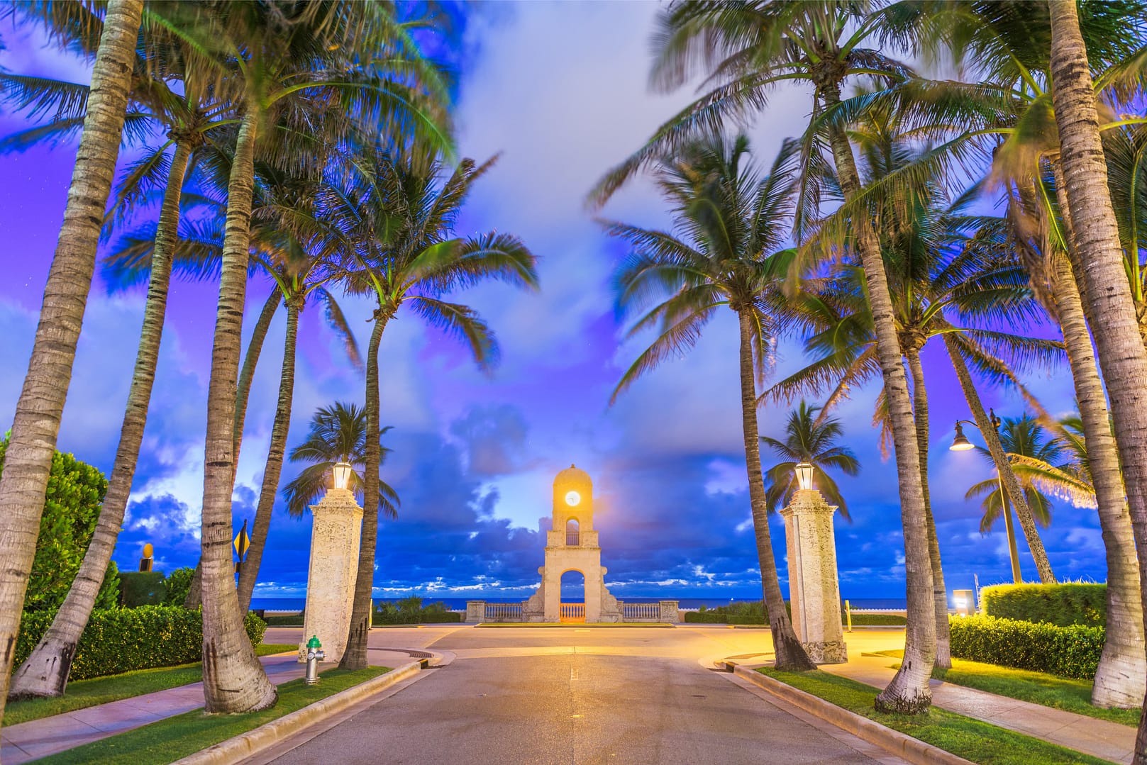 West Palm Beach, Florida, USA at the beach clock tower