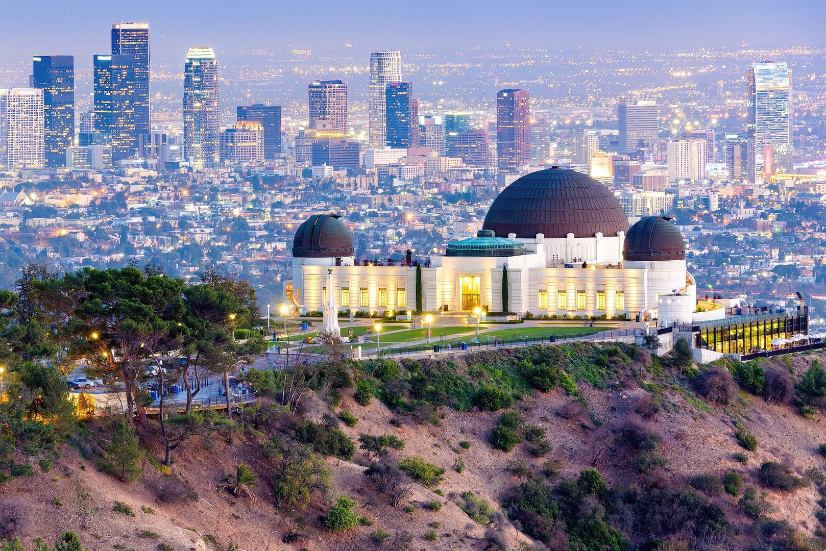 Griffith Observatory and Griffith Park, Los Angeles skyline