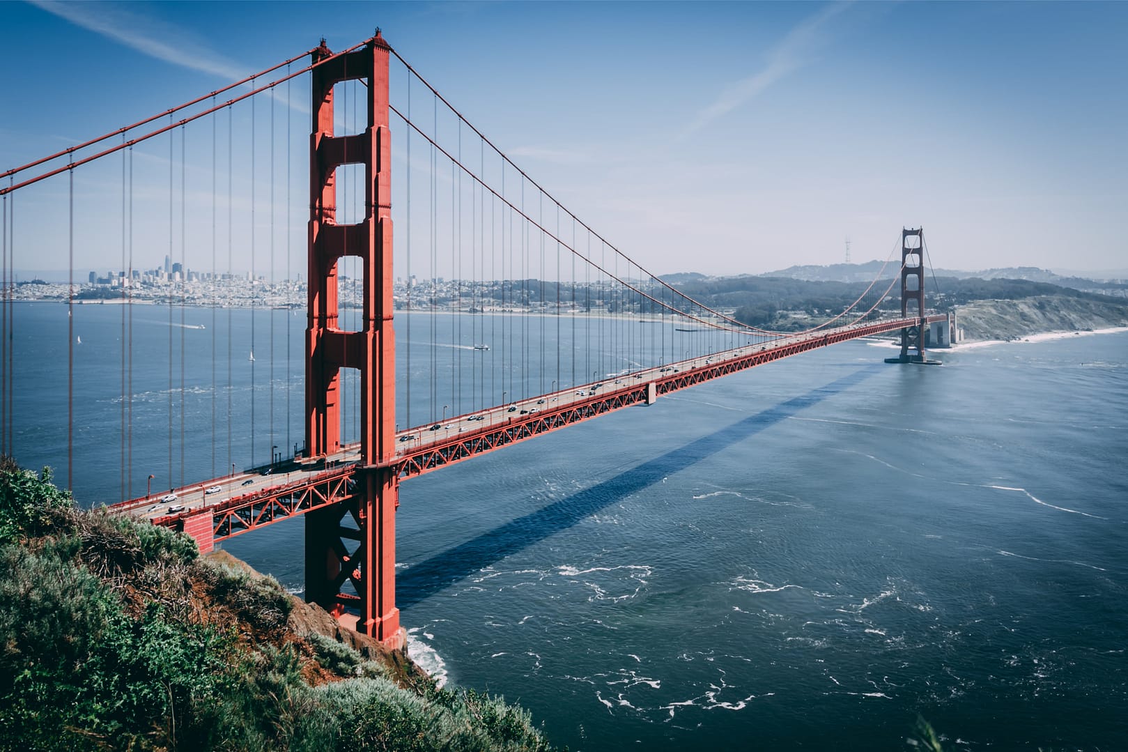Aerial view of Golden Gate Bridge in San Francisco