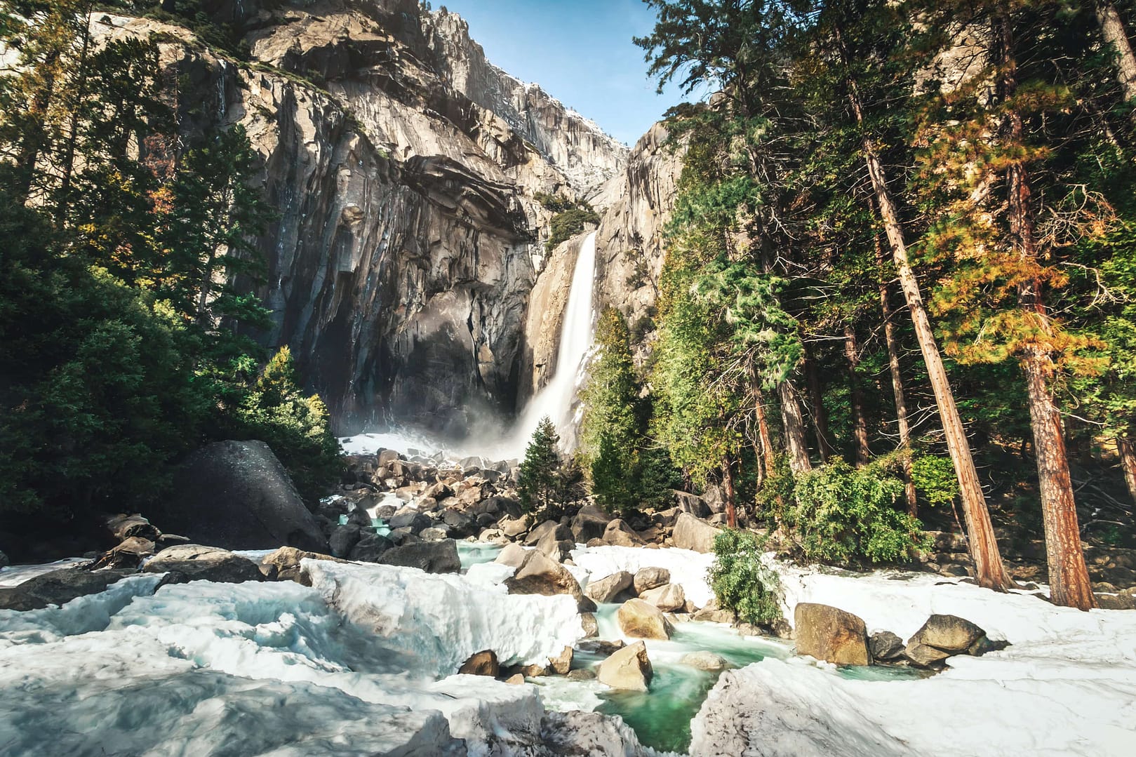 Lower Yosemite Falls at winter